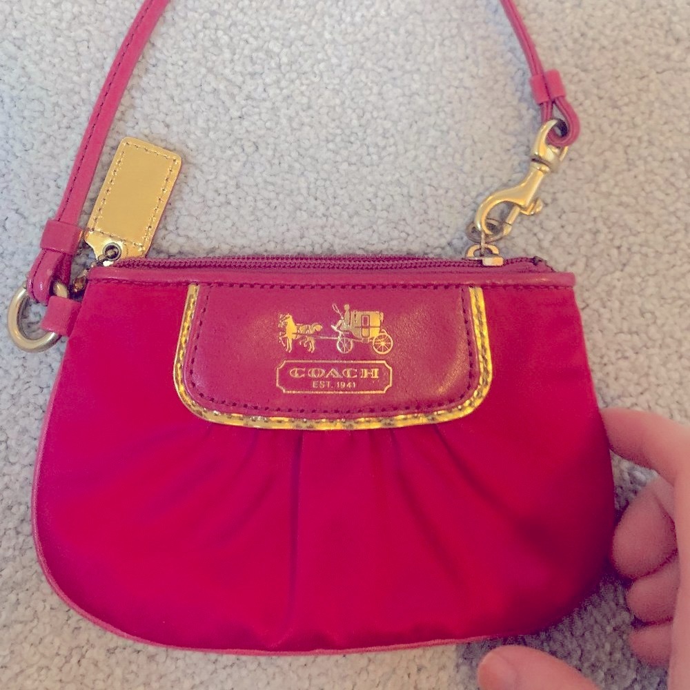Vintage Hot Pink Satin Coach Wristlet